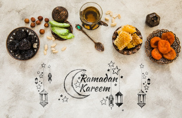 Flat Lay Ramadan Composition With Copyspace Psd