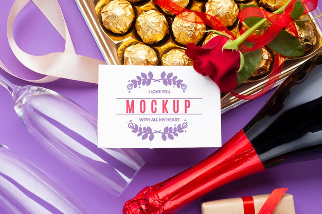 Flat Lay Romantic Dinner Concept Psd