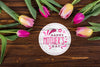 Flat Lay Round Label Mockup For Easter Psd