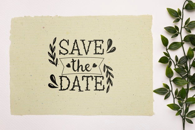 Flat Lay Save The Date Lettering Mock-Up Psd