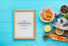 Flat Lay Sea Food Composition With Frame Mock-Up Psd