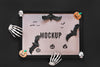 Flat Lay Skeleton Hands And Bats Psd