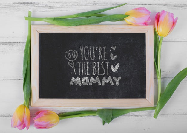 Flat Lay Slate Mockup For Easter Psd