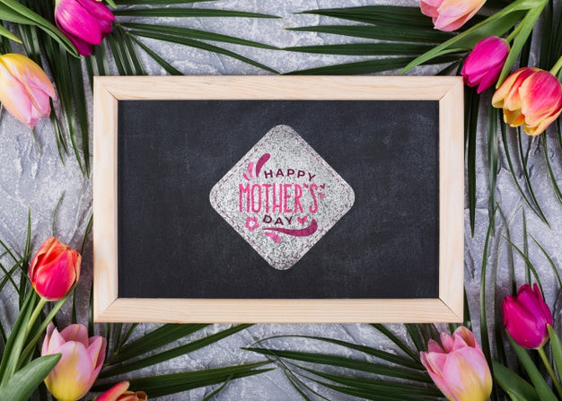 Flat Lay Slate Mockup For Easter Psd