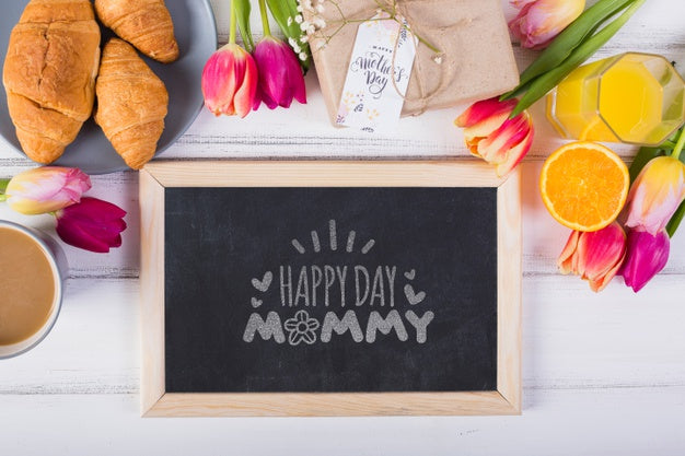 Flat Lay Slate Mockup For Easter Psd