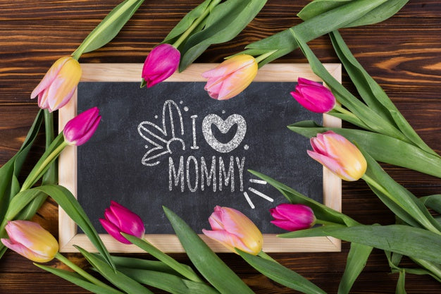 Flat Lay Slate Mockup For Easter Psd