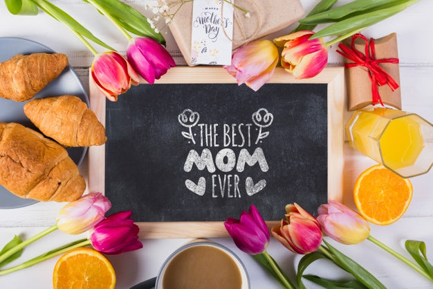 Flat Lay Slate Mockup For Easter Psd