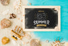 Flat Lay Slate Mockup With Summer Elements Psd