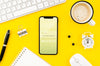 Flat Lay Smartphone Mock-Up On Desk With Coffee Psd
