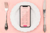 Flat Lay Smartphone Mock-Up On Plate Psd