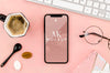 Flat Lay Smartphone Mock-Up With Coffee And Glasses Psd