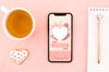 Flat Lay Smartphone Mock-Up With Cookie And Coffee Psd