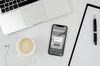 Flat Lay Smartphone Mock-Up With Cup On Desk Psd