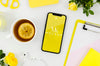 Flat Lay Smartphone Mock-Up With Tea Psd