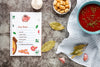 Flat Lay Soup With Composition Of Ingredients And Recipe Mock-Up Psd