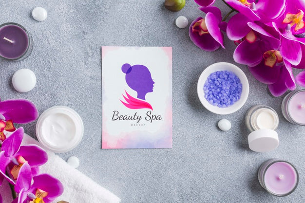 Flat Lay Spa Center Assortment With Mock-Up Psd