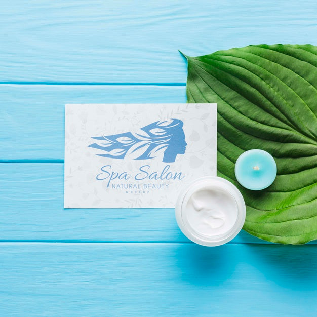 Flat Lay Spa Center Composition With Card Mock-Up Psd