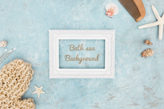 Flat Lay Spa Center Mock-Up Bath Sea Psd
