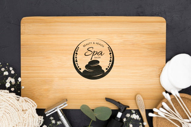 Flat Lay Spa Center Mock-Up Minimalist Psd