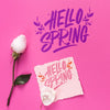 Flat Lay Spring Mockup With Card Psd