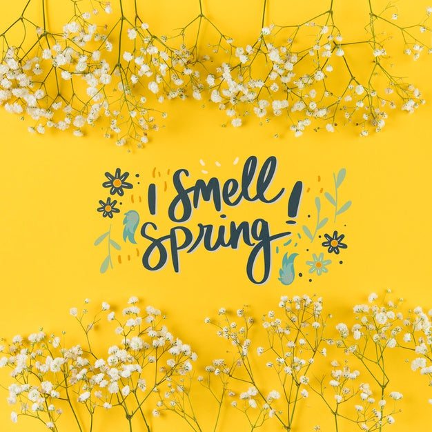 Flat Lay Spring Mockup With Copyspace And Frame Psd