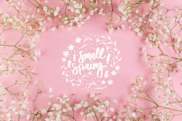 Flat Lay Spring Mockup With Copyspace And Frame Psd