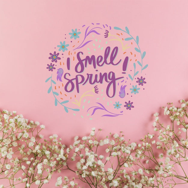 Flat Lay Spring Mockup With Copyspace Psd