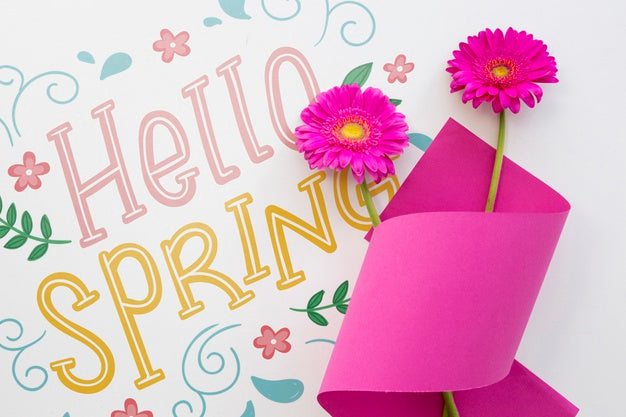 Flat Lay Spring Mockup With Copyspace Psd