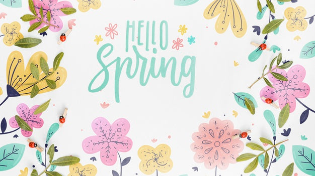 Flat Lay Spring Mockup With Copyspace Psd