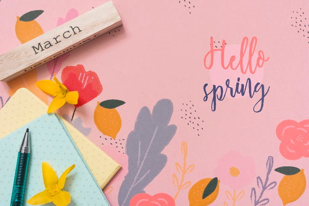 Flat Lay Spring Mockup With Copyspace Psd