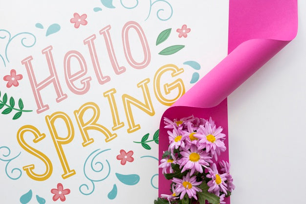 Flat Lay Spring Mockup With Copyspace Psd