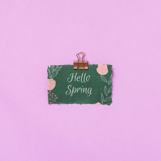 Flat Lay Spring Mockup With Greeting Card Psd