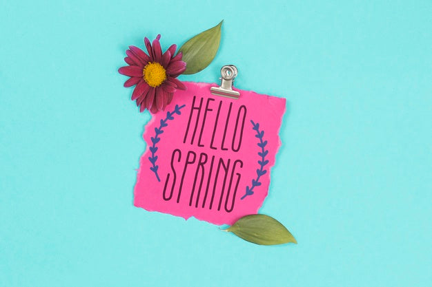 Flat Lay Spring Mockup With Greeting Card Psd