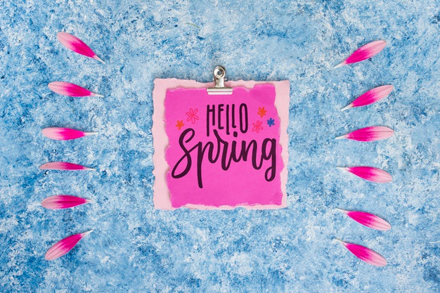 Flat Lay Spring Mockup With Greeting Card Psd
