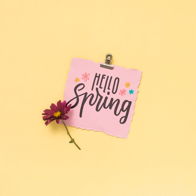 Flat Lay Spring Mockup With Greeting Card Psd