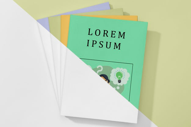 Flat Lay Stack Of Books Mock-Up Psd