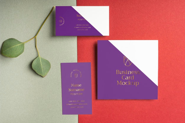 Flat Lay Stationery And Plant Psd
