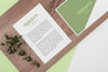 Flat Lay Stationery Arrangement With Plant Psd