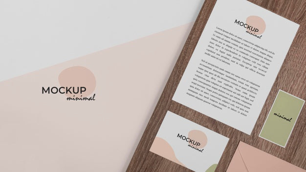 Flat Lay Stationery Arrangement With Wood Psd