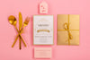 Flat Lay Stationery Items For Sweet Fifteen Event Psd