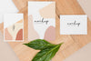 Flat Lay Stationery Leaves And Wooden Piece Psd