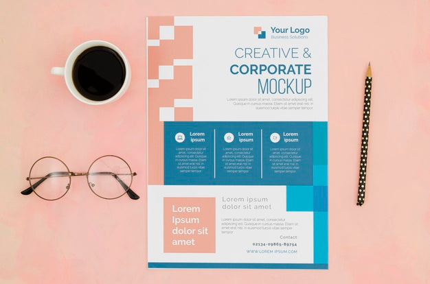 Flat Lay Stationery Mock-Up For Business Psd