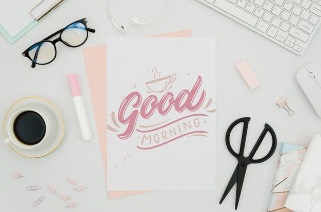 Flat Lay Stationery Paper Mock-Up Psd