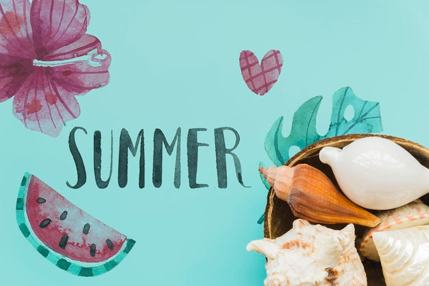 Flat Lay Summer Background With Copyspace Psd
