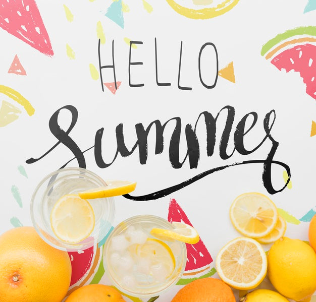 Flat Lay Summer Background With Exotic Fruits Psd
