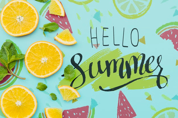Flat Lay Summer Background With Exotic Fruits Psd
