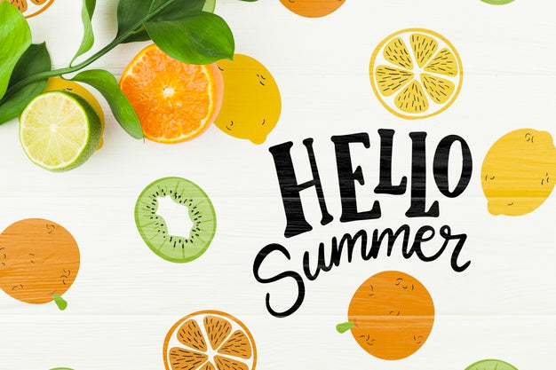 Flat Lay Summer Mockup With Copyspace And Fruits Psd