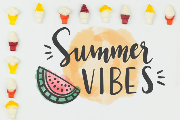 Flat Lay Summer Mockup With Copyspace And Ice Cream Psd