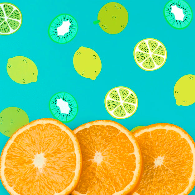 Flat Lay Summer Mockup With Copyspace And Orange Slices Psd