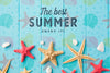 Flat Lay Summer Starfishes On The Table Psd